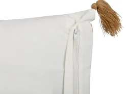 Store Beliani Koristetyyny Puuvilla Valkoinen/Vaaleanruskea 45 X 45 Cm Malus