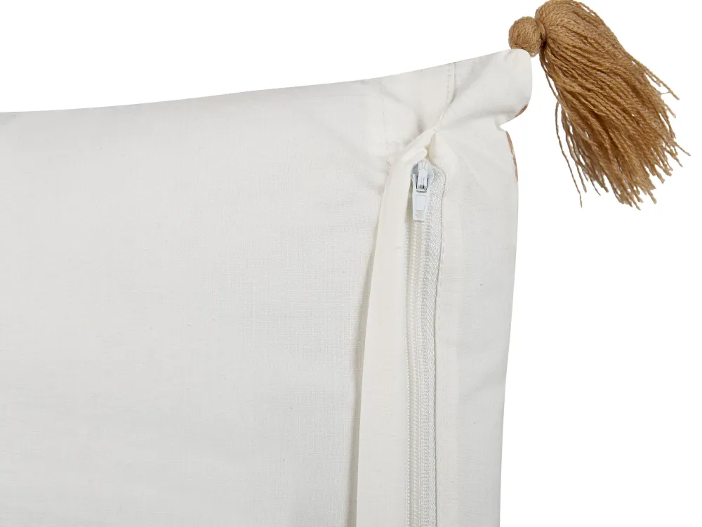 Store Beliani Koristetyyny Puuvilla Valkoinen/Vaaleanruskea 45 X 45 Cm Malus