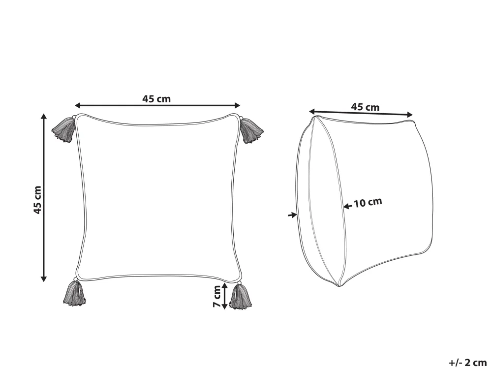Store Beliani Koristetyyny Puuvilla Valkoinen/Vaaleanruskea 45 X 45 Cm Malus