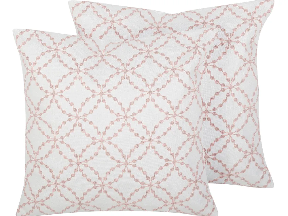 Tekstiilit<Beliani Koristetyyny Puuvilla Valkoinen 45 X 45 Cm 2 Kpl Verbena