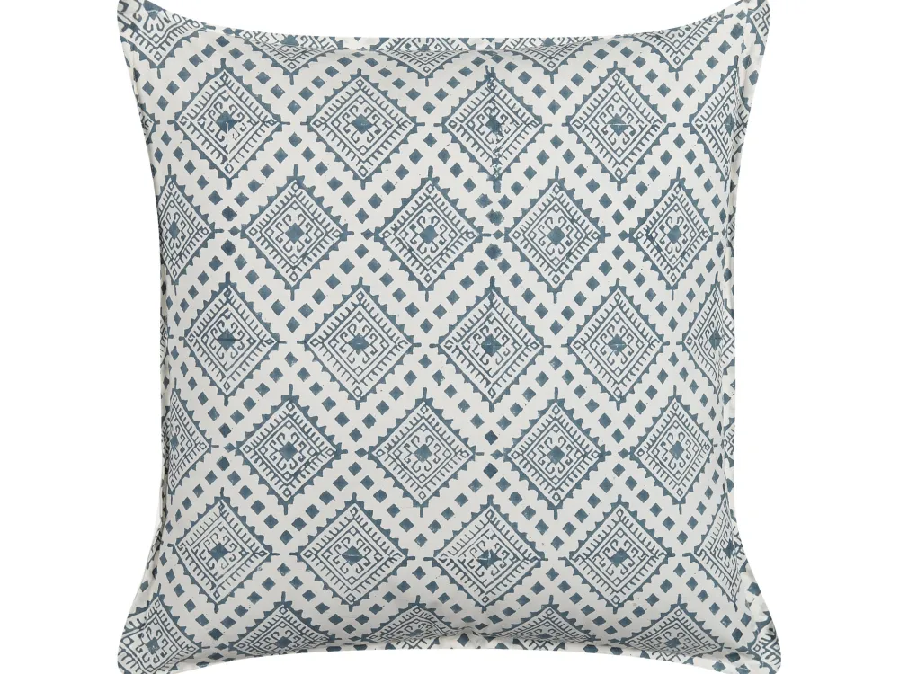 Tekstiilit<Beliani Koristetyyny Puuvilla Valkoinen/Sininen 45 X 45 Cm Cordata