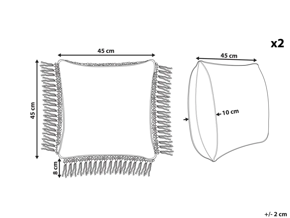 Sale Beliani Koristetyyny Puuvilla Valkoinen/Sininen 45 X 45 Cm 2 Kpl Pallida