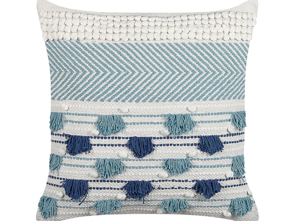 Tekstiilit<Beliani Koristetyyny Puuvilla Valkoinen/Sininen 45 X 45 Cm Datura