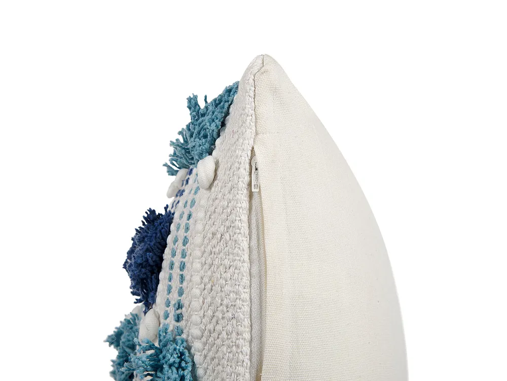 Tekstiilit<Beliani Koristetyyny Puuvilla Valkoinen/Sininen 45 X 45 Cm Datura