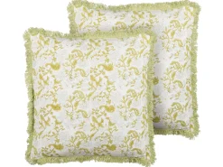 New Beliani Koristetyyny Puuvilla Vihrea/Valkoinen 45 X 45 Cm 2 Kpl Filix