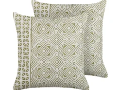 Tekstiilit<Beliani Koristetyyny Puuvilla Vihrea/Valkoinen 45 X 45 Cm 2 Kpl Larics