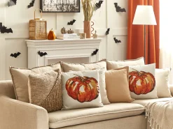 Best Sale Beliani Koristetyyny Sametti Beige/Oranssi 45 X 45 Cm 2 Kpl Curbita