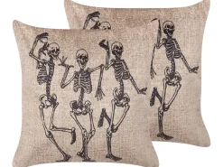 Best Beliani Koristetyyny Sametti Beige 45 X 45 Cm 2 Kpl Mortesti