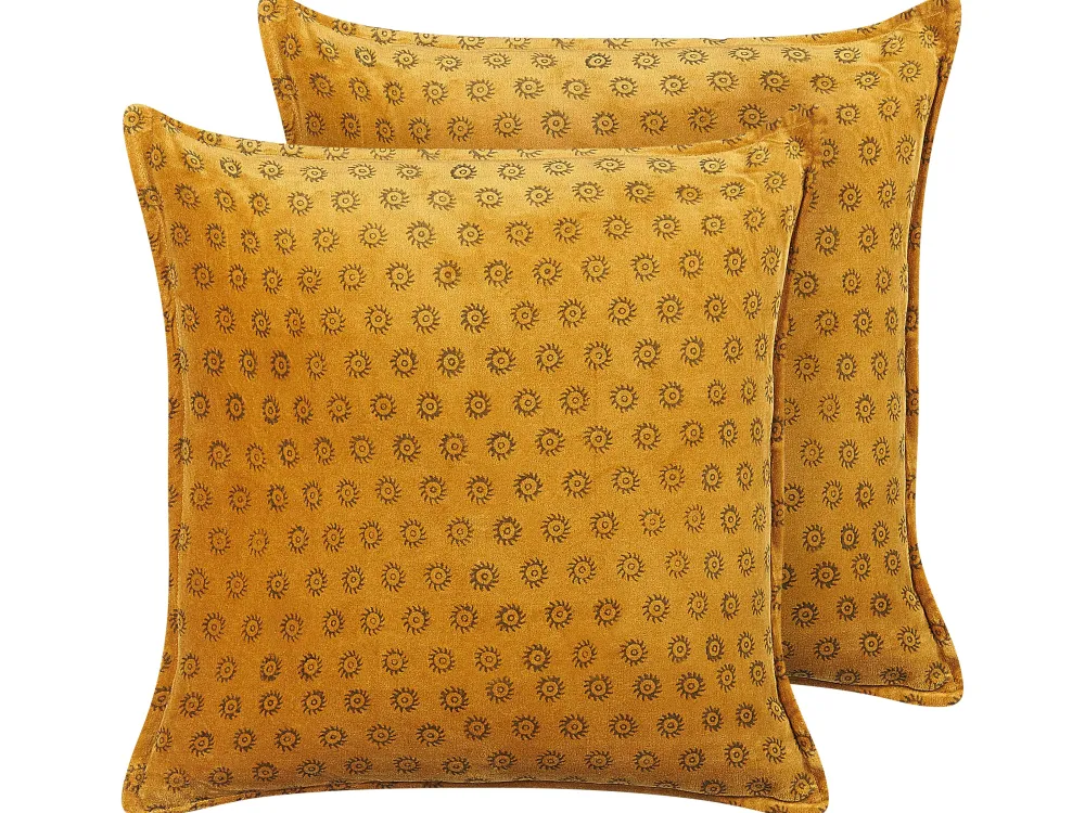 Discount Beliani Koristetyyny Sametti Keltainen 45 X 45 Cm 2 Kpl Rapis