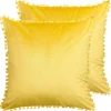 Shop Beliani Koristetyyny Sametti Keltainen 45 X 45 Cm 2 Kpl Aerangis
