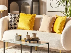 Shop Beliani Koristetyyny Sametti Keltainen 45 X 45 Cm 2 Kpl Aerangis