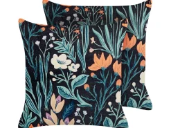 Tekstiilit<Beliani Koristetyyny Sametti Musta/Vihrea 45 X 45 Cm 2 Kpl Osmunda