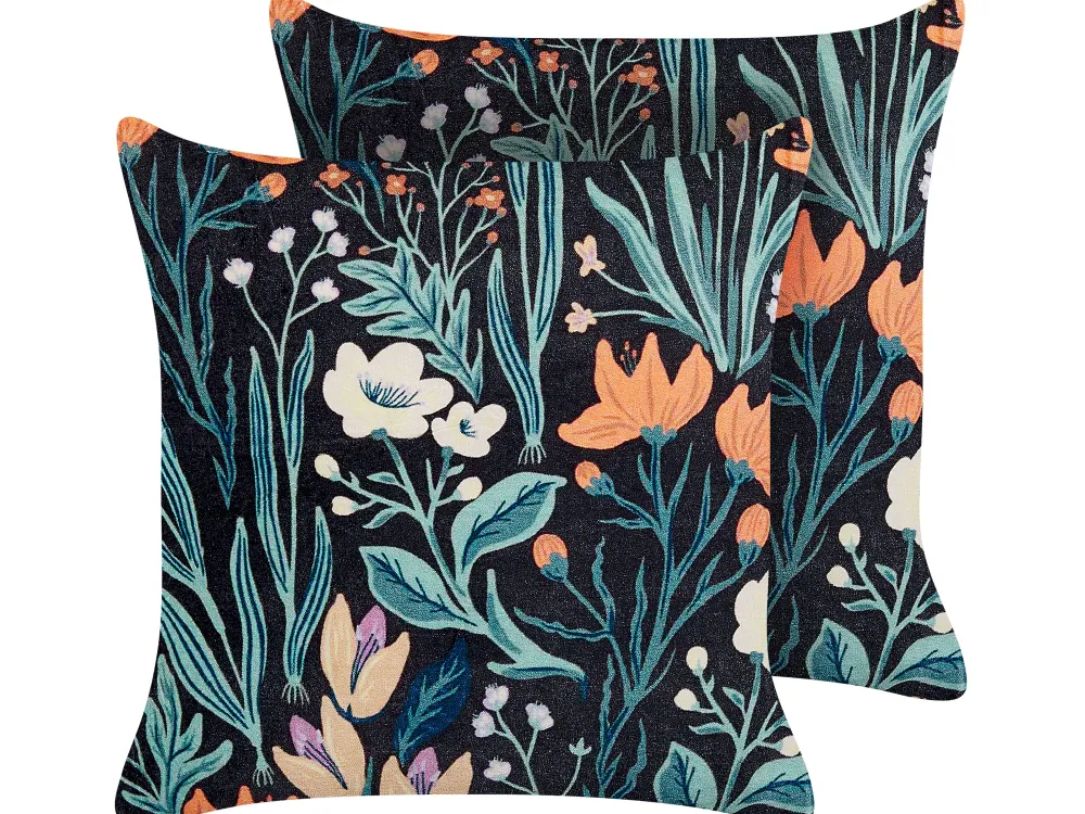 Tekstiilit<Beliani Koristetyyny Sametti Musta/Vihrea 45 X 45 Cm 2 Kpl Osmunda