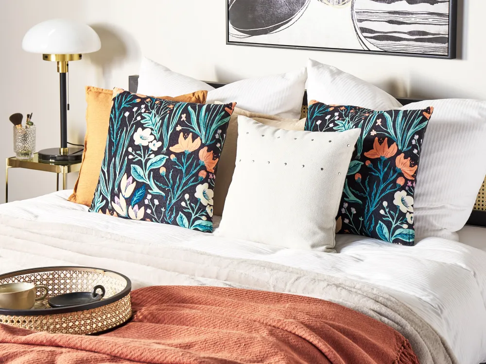 Tekstiilit<Beliani Koristetyyny Sametti Musta/Vihrea 45 X 45 Cm 2 Kpl Osmunda