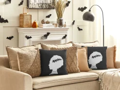 Tekstiilit<Beliani Koristetyyny Sametti Mustavalkoinen 45 X 45 Cm 2 Kpl Mandevilla