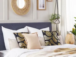 Tekstiilit<Beliani Koristetyyny Sametti Musta/Kulta 45 X 45 Cm 2 Kpl Ursinia