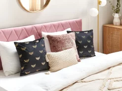 Online Beliani Koristetyyny Sametti Musta 45 X 45 Cm 2 Kpl Yuzuri