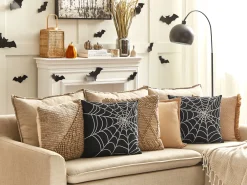 Best Sale Beliani Koristetyyny Sametti Mustavalkoinen 45 X 45 Cm 2 Kpl Lycoris