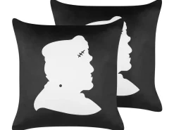 Tekstiilit<Beliani Koristetyyny Sametti Mustavalkoinen 45 X 45 Cm 2 Kpl Franklinia