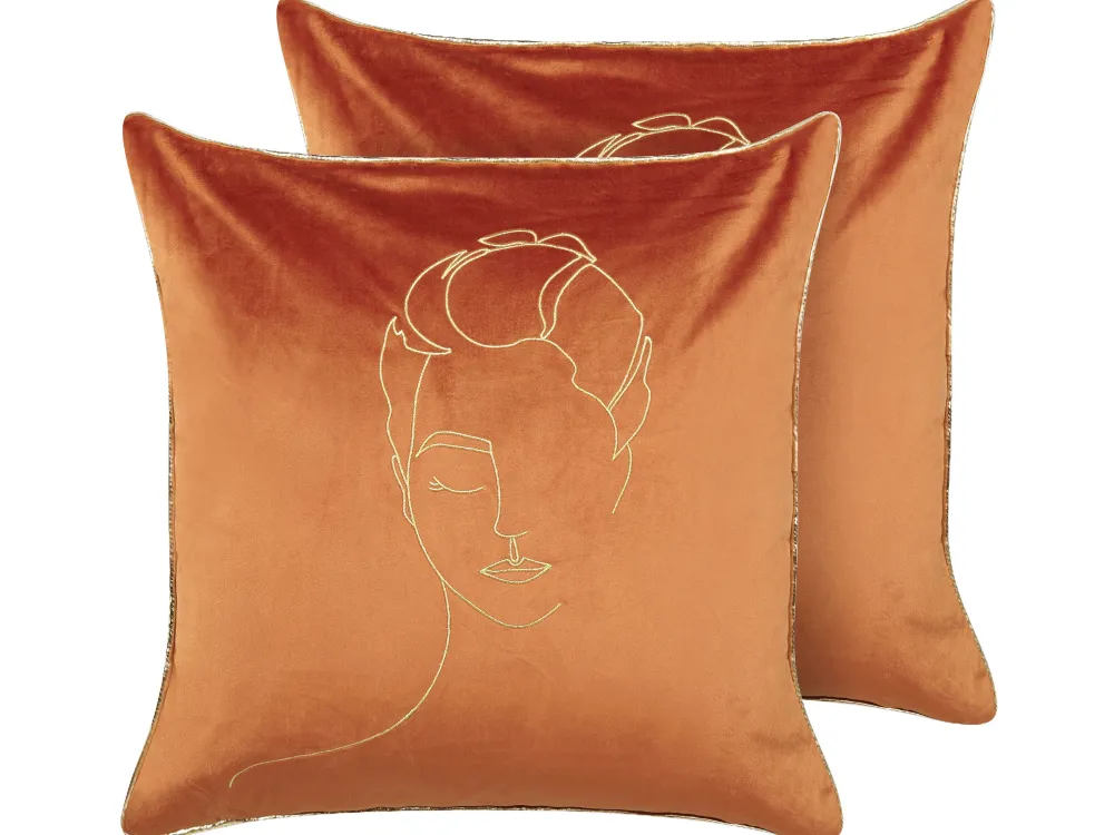 Clearance Beliani Koristetyyny Sametti Oranssi 45 X 45 Cm 2 Kpl Crocus