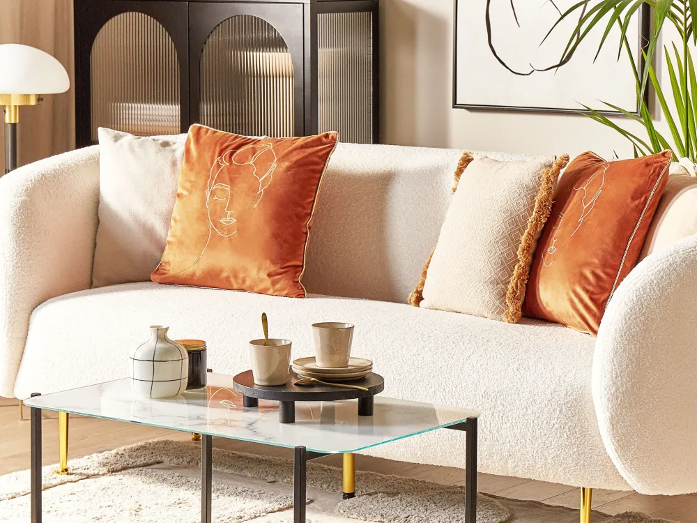 Clearance Beliani Koristetyyny Sametti Oranssi 45 X 45 Cm 2 Kpl Crocus