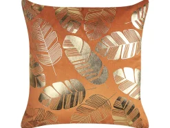 Outlet Beliani Koristetyyny Sametti Oranssi Lehtikuvio 45 X 45 Cm 2 Kpl Sunflower