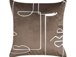 Cheap Beliani Koristetyyny Sametti Ruskea Kasvokuvio 45 X 45 Cm 2 Kpl Philodendron