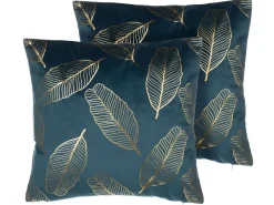 Shop Beliani Koristetyyny Sametti Sinivihrea 45 X 45 Cm 2 Kpl Freesia