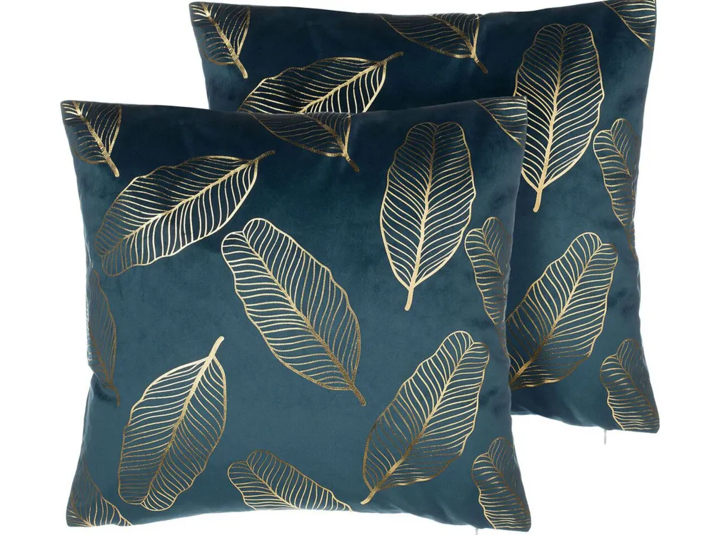 Shop Beliani Koristetyyny Sametti Sinivihrea 45 X 45 Cm 2 Kpl Freesia