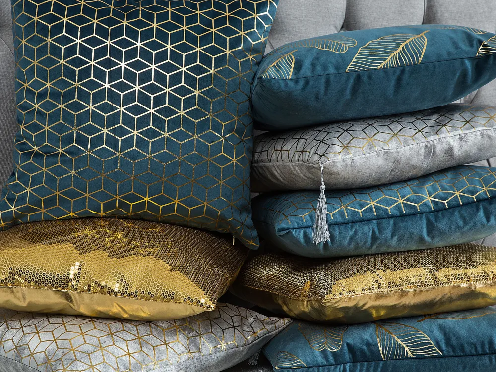 Shop Beliani Koristetyyny Sametti Sinivihrea 45 X 45 Cm 2 Kpl Freesia