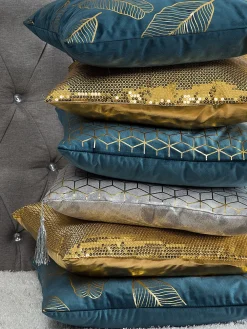 Shop Beliani Koristetyyny Sametti Sinivihrea 45 X 45 Cm 2 Kpl Freesia