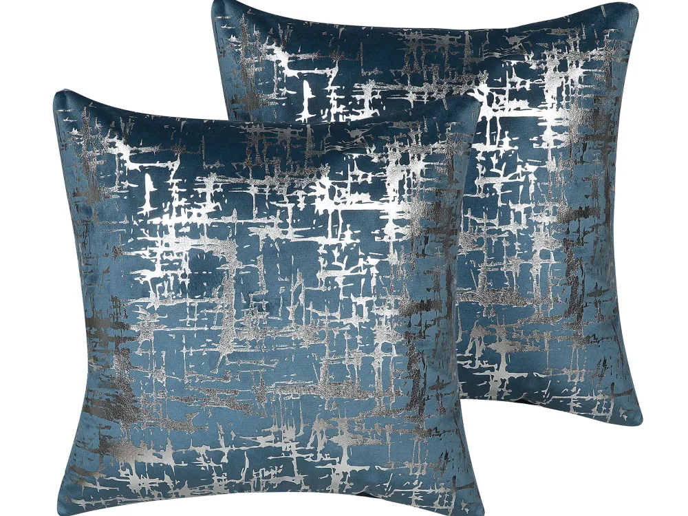 Tekstiilit<Beliani Koristetyyny Sametti Sininen 45 X 45 Cm 2 Kpl Gardenia