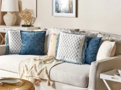 Store Beliani Koristetyyny Sametti Tummansininen 45 X 45 Cm Seseli