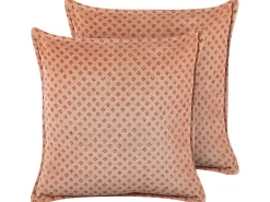 Discount Beliani Koristetyyny Sametti Vaaleanpunainen 45 X 45 Cm 2 Kpl Rhodocoma