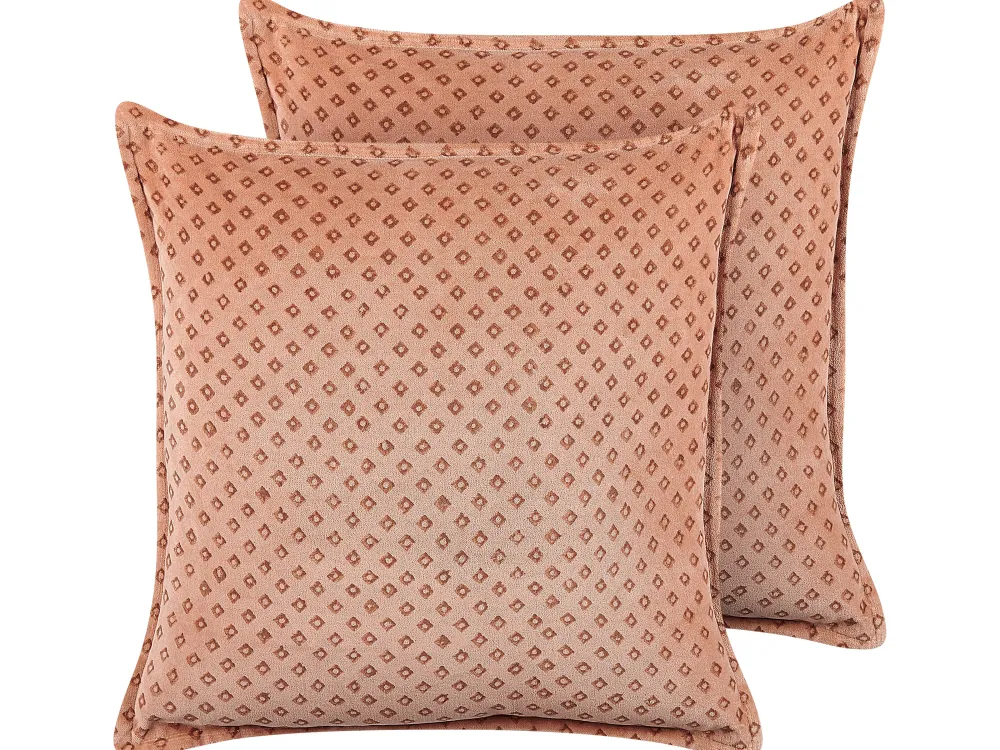 Discount Beliani Koristetyyny Sametti Vaaleanpunainen 45 X 45 Cm 2 Kpl Rhodocoma
