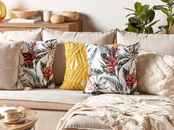 Discount Beliani Koristetyyny Sametti Vihrea/Punainen 45 X 45 Cm 2 Kpl Edelweiss