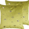 Discount Beliani Koristetyyny Sametti Vihrea Silmakuvio 45 X 45 Cm 2 Kpl Aeonium