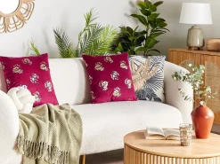 Tekstiilit<Beliani Koristetyyny Sametti Viininpunainen 45 X 45 Cm 2 Kpl Goldenrod