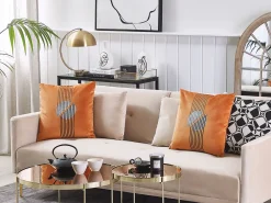 Cheap Beliani Koristetyyny Samettinen 2Kpl 45 X 45 Cm Oranssi Ceropegia