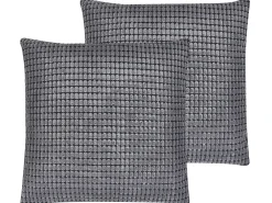 Tekstiilit<Beliani Koristetyyny Samettinen 2Kpl 45 X 45 Cm Harmaa Aspidistra