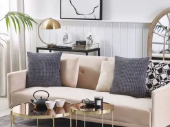 Tekstiilit<Beliani Koristetyyny Samettinen 2Kpl 45 X 45 Cm Harmaa Aspidistra