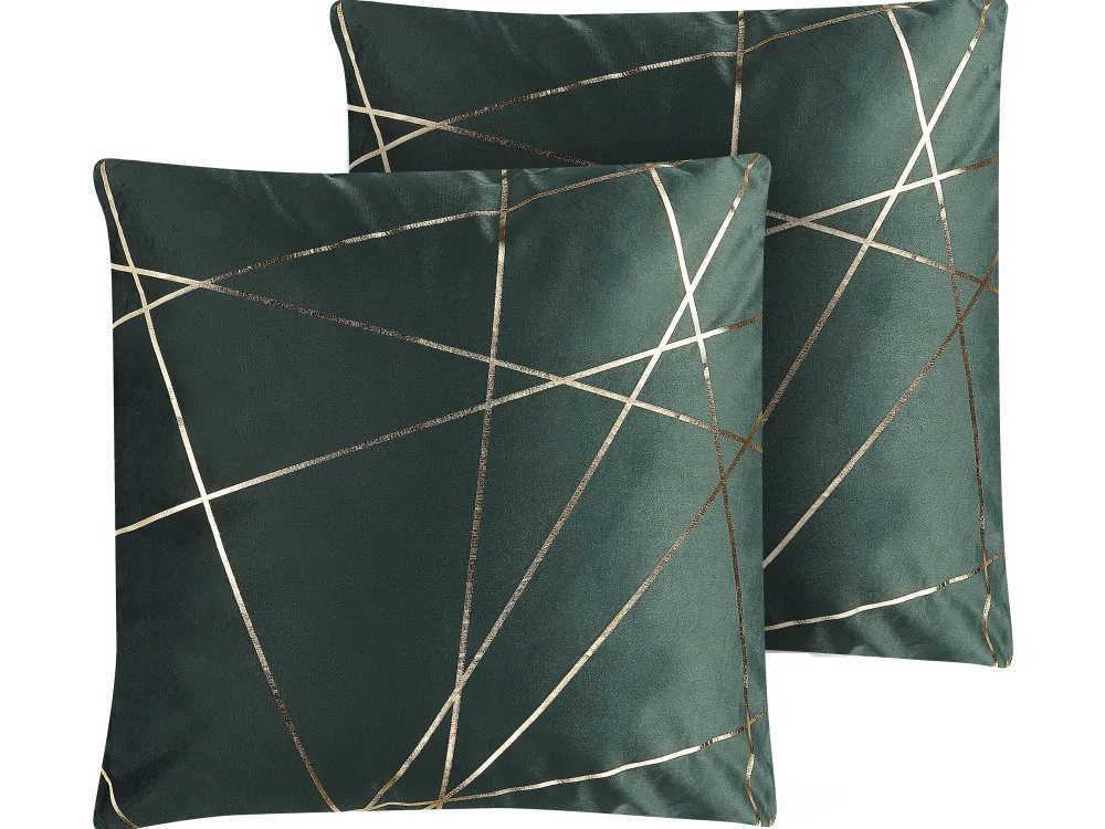 Fashion Beliani Koristetyyny Samettinen 2Kpl 45 X 45 Cm Vihrea Pinus