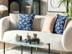 Best Sale Beliani Koristetyyny Sininen/Valkoinen 45 X 45 Cm 2 Kpl Dandelion