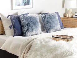 Tekstiilit<Beliani Koristetyyny Tekoturkis Sininen 42 X 42 Cm 2 Kpl Lubha