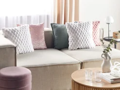 Tekstiilit<Beliani Koristetyyny Tekoturkis Valkoinen 43 X 43 Cm 2 Kpl Purslane