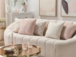 Tekstiilit<Beliani Koristetyyny Tekoturkis Vaaleanpunainen 45 X 45 Cm 2 Kpl Peony