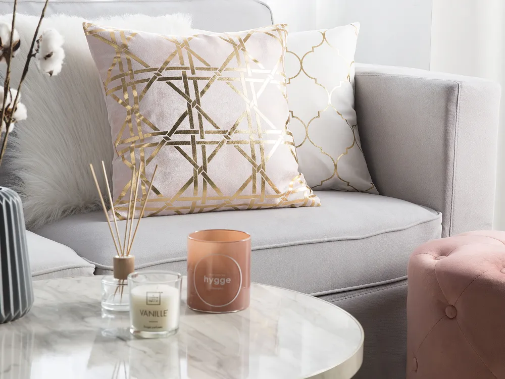 Sale Beliani Koristetyyny Vaaleanpunainen/Kulta 45 X 45 Cm 2 Kpl Cassia