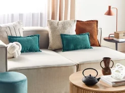 Online Beliani Koristetyyny Vakosametti Sinivihrea 47 X 27 Cm 2 Kpl Zinnia