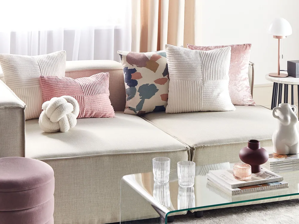 Clearance Beliani Koristetyyny Vakosametti Luonnonvalkoinen 43 X 43 Cm 2 Kpl Millet