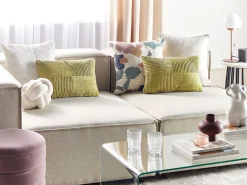 Store Beliani Koristetyyny Vakosametti Oliivinvihrea 47 X 27 Cm 2 Kpl Millet